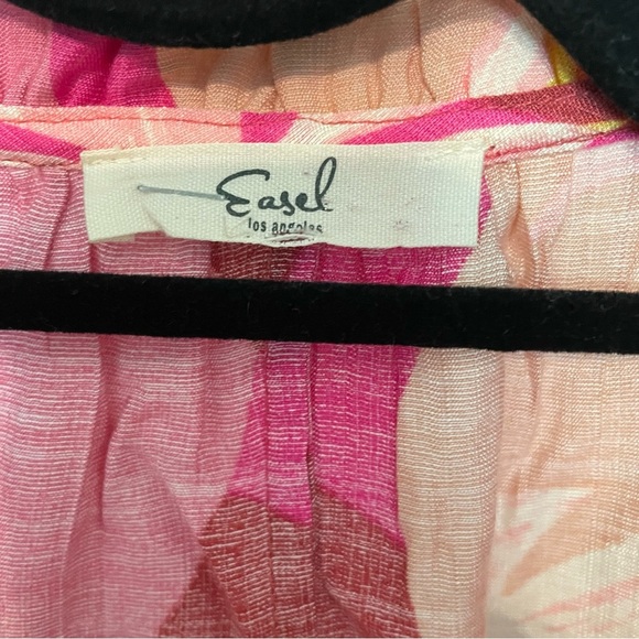 Easel Vibrant Pink and Red Floral Blouse - Picture 2 of 4